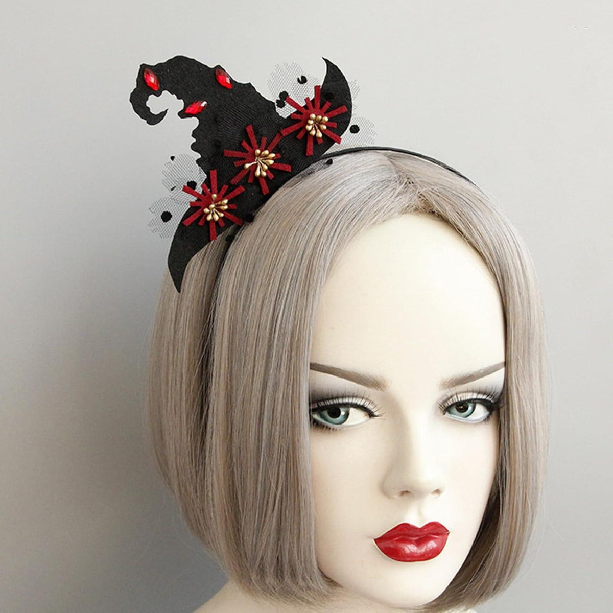 Vampir Schmuckset mit Glitzersteinen & Hexenhut für Halloween