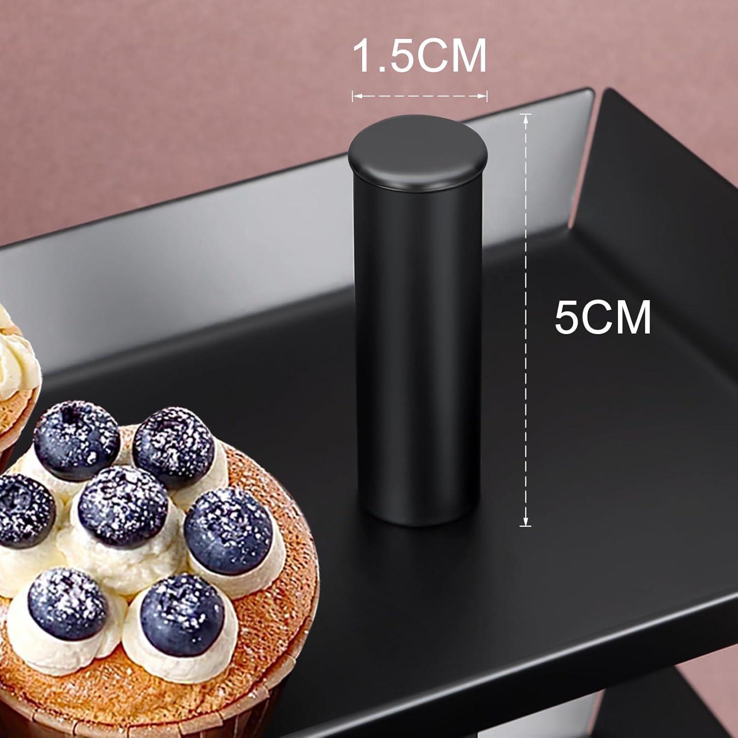 Schwarze 3-stufige Etagere für Desserts und Dekoration, 360° drehbar, 25*16*26cm