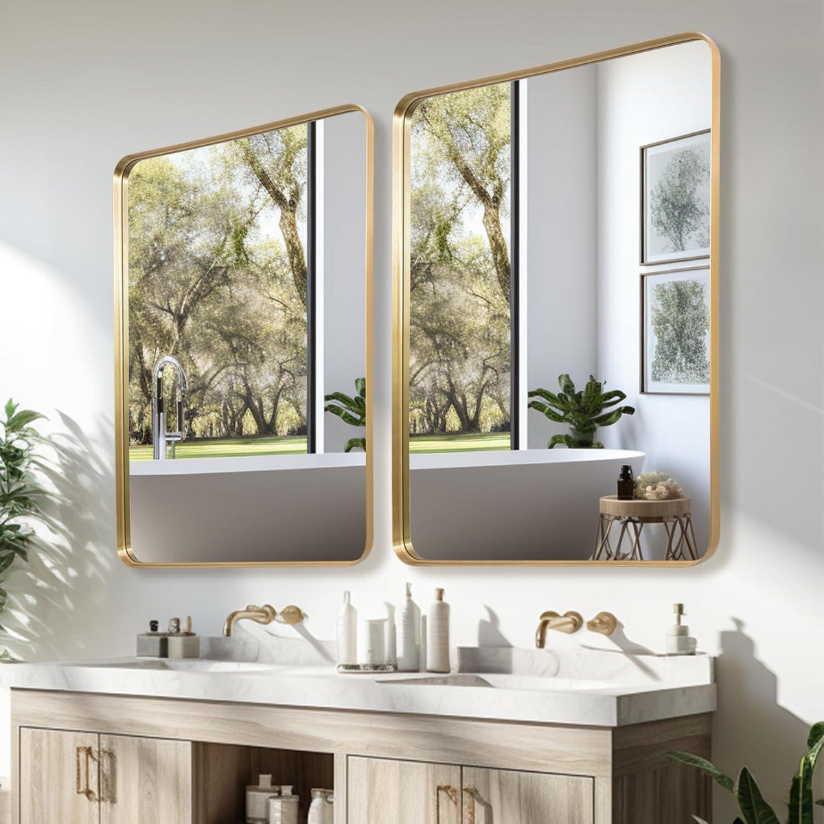 Goldener Wandspiegel 60x90 cm – Moderner Badezimmer Spiegel