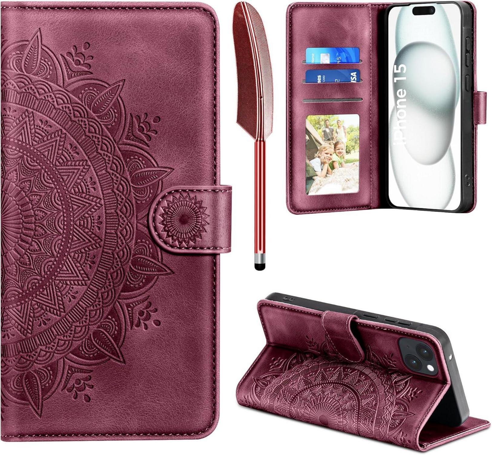 iPhone 15 Lederhülle Wallet PU Case