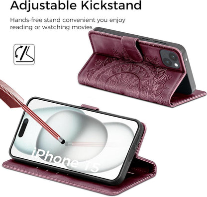 iPhone 15 Lederhülle Wallet PU Case