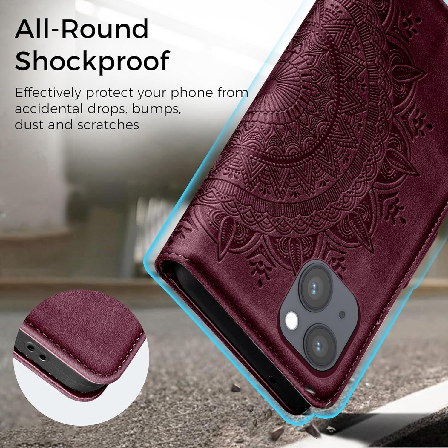 Lederhülle iPhone 15 Hülle Flip Wallet PU Leder Case Magnet Ständer