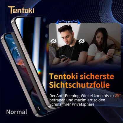 Tentoki Panzerglas Sichtschutz iPhone 15/14 Pro/16 6,1 Zoll