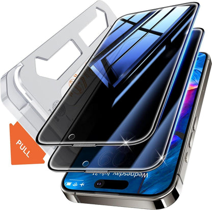 Sichtschutz Panzerglas iPhone 15/14 Pro/16 25° Anti-Spionage 9H+ 2er