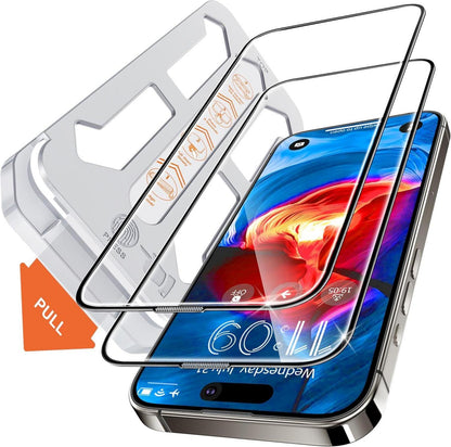 Panzerfolie für iPhone 15/14 Pro/16, Schutzglas 9H+ 2er Pack