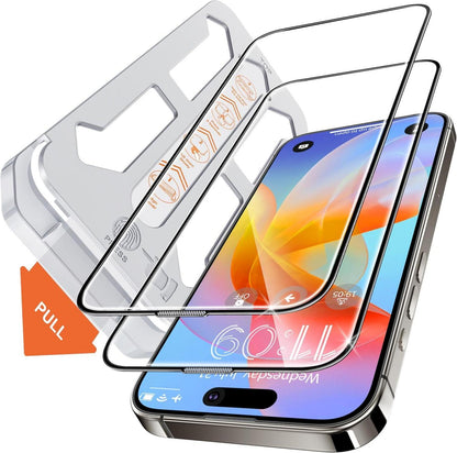 Panzer Schutzglas für iPhone 15 14 16 Plus 9H+ 2er Pack Transparent