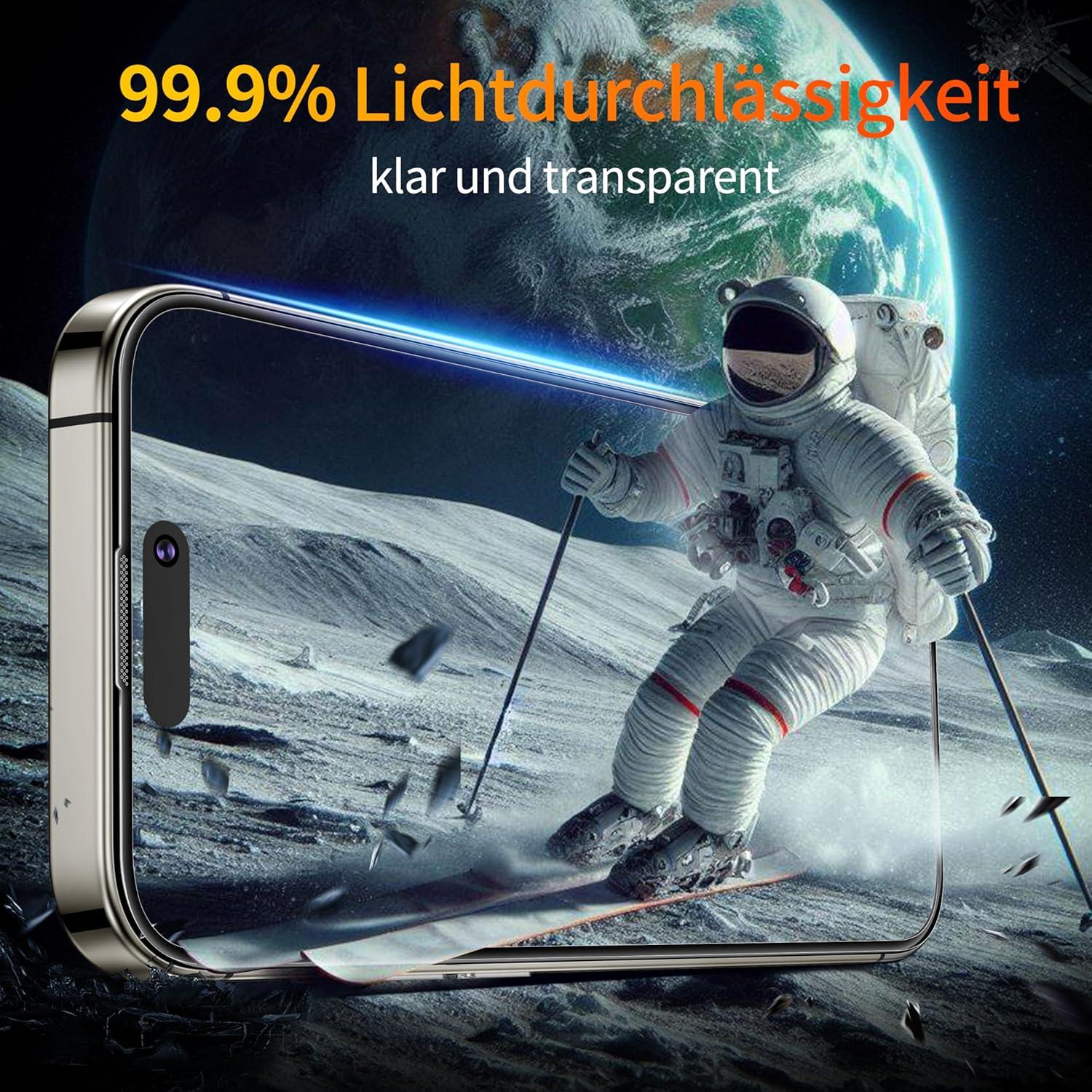 Panzerglas Displayschutz iPhone 15 Plus/14 Pro Max/16 Plus 9H+ 2er Set