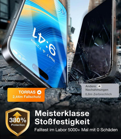 iPhone 16 Pro Panzerglas Schutzfolie 9H Bruchsicher 2 Stk