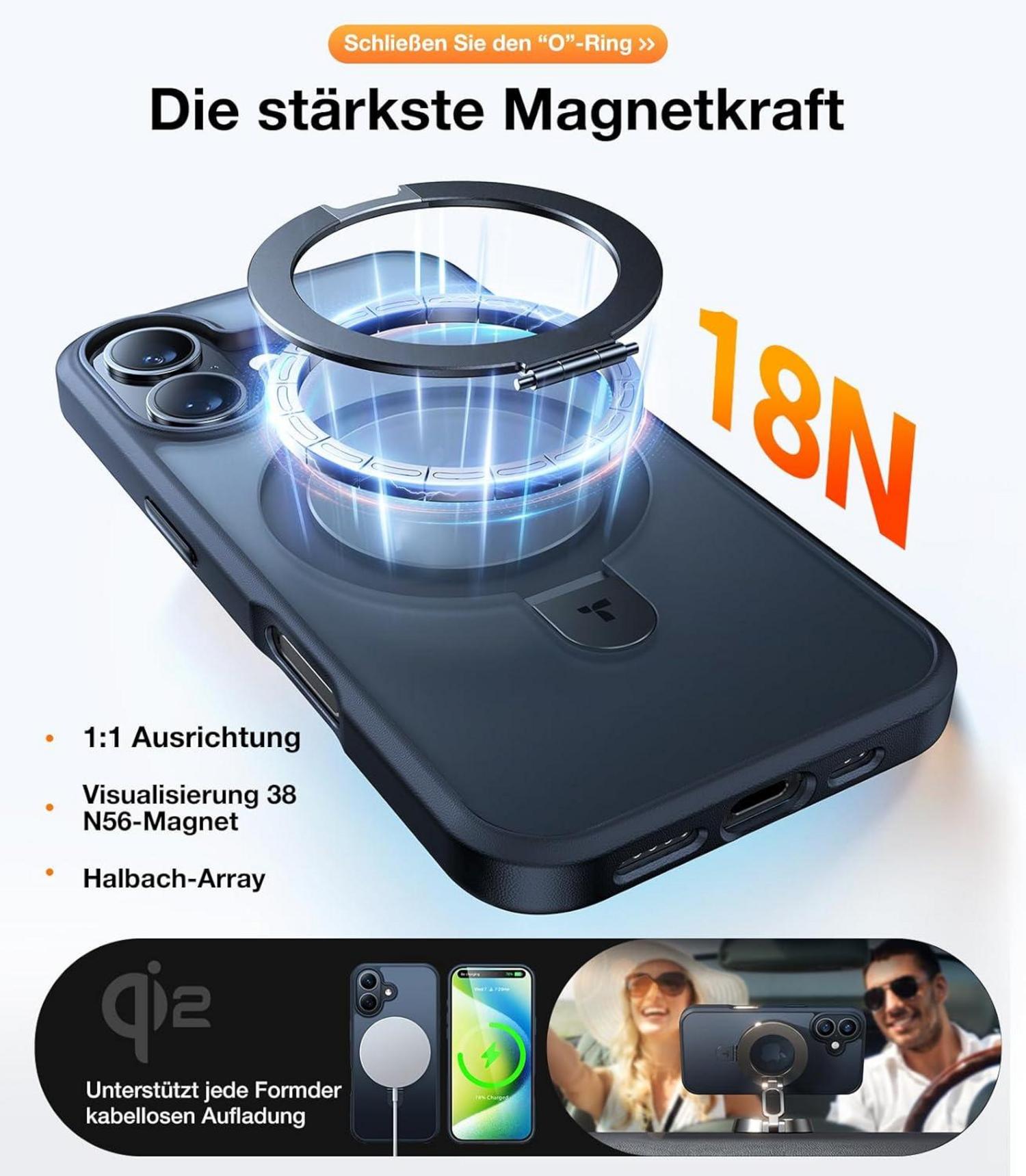 iPhone 16 Plus Hülle MagSafe Ostand Militärischer Schutz