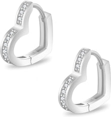 Creolen Herz Ohrringe Silber 925 Zirkonia Damen Iced Out