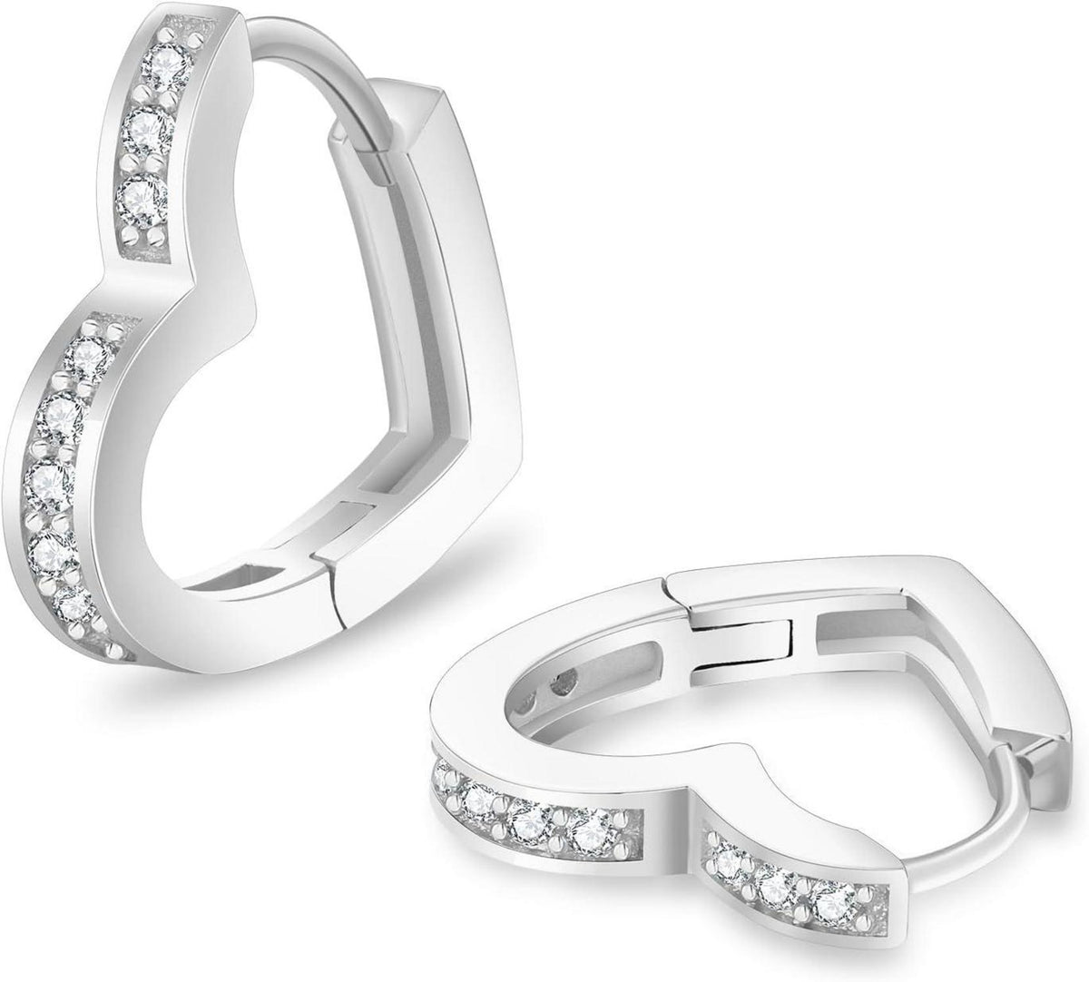 Silber Creolen Damen 925 Herz Moissanite Zirkonia