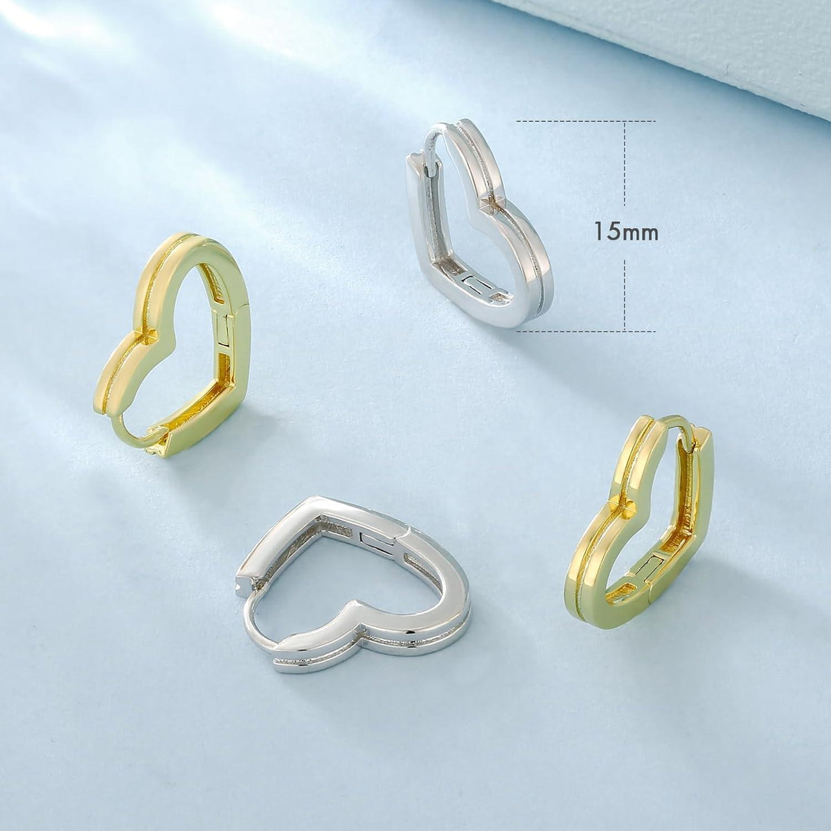 925 Silber Creolen Damen Herz-Form Moissanite Gold-Linie