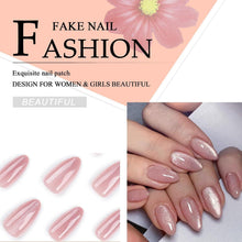 24 Stück Kurze Mandel Nägel Nude Rosa French Acryl Press on