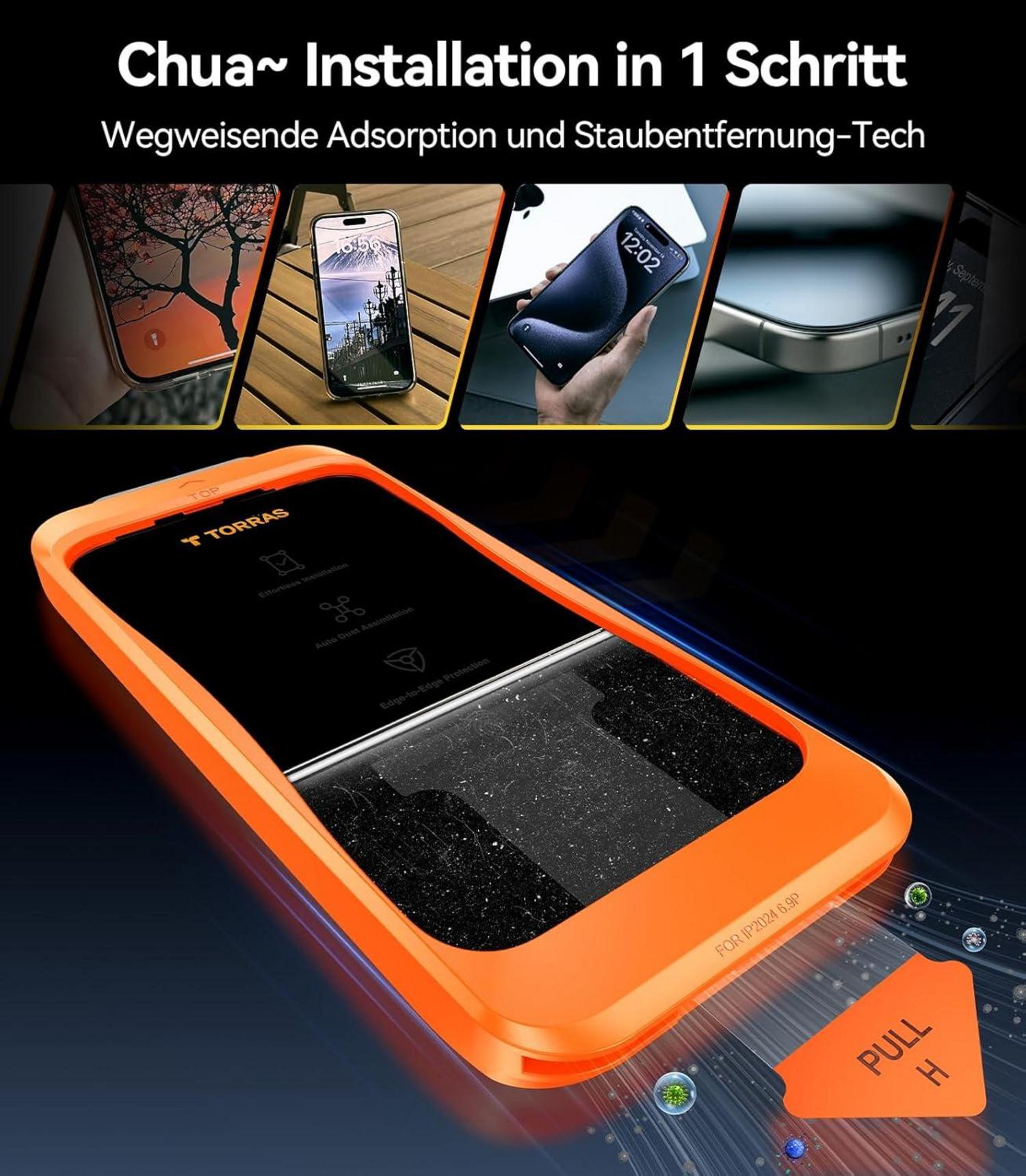 iPhone 16 Panzerglas Schutzfolie Full Screen 9H+ 2 Stück
