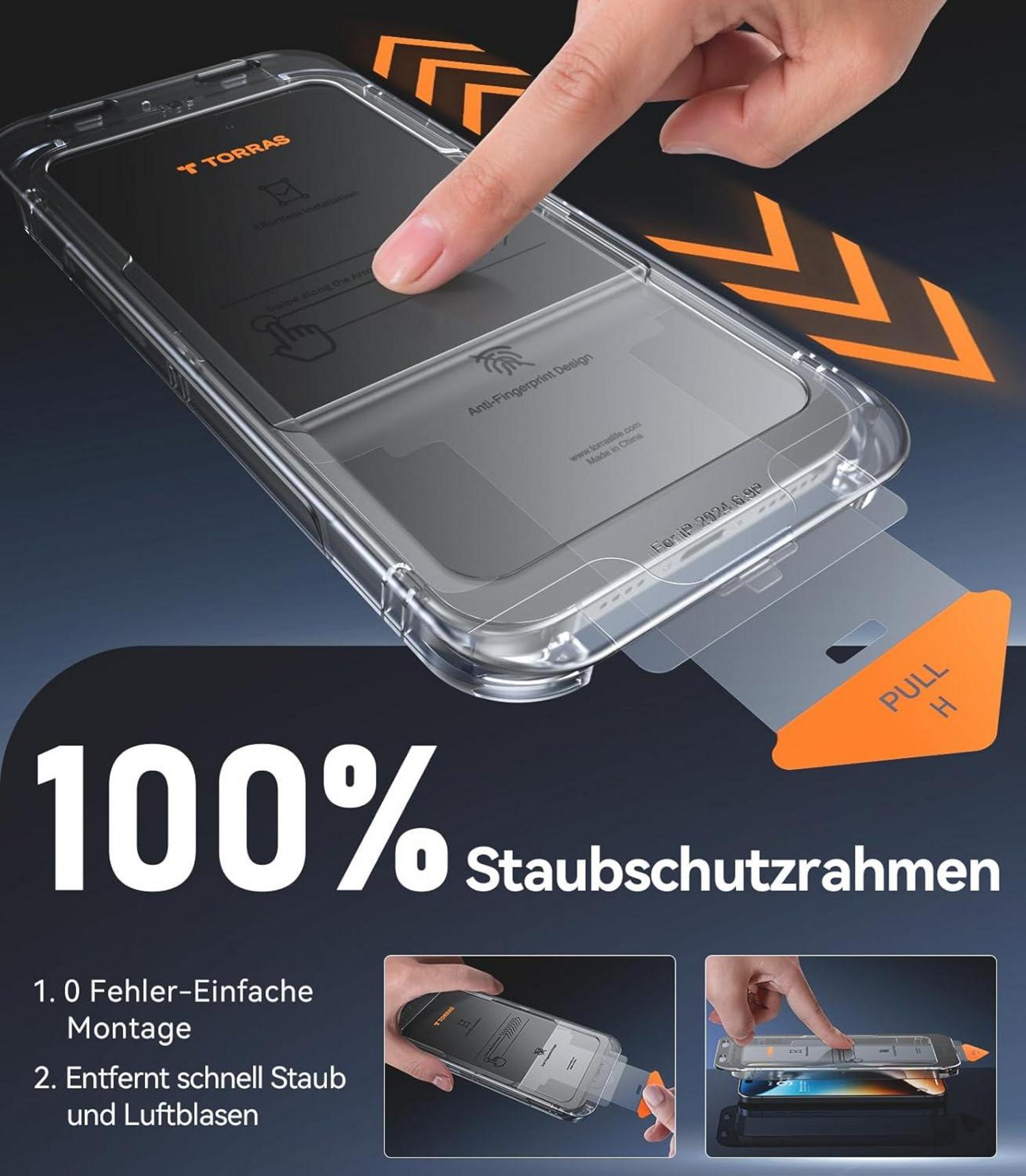 iPhone 16 Panzerglas Schutzfolie 9H Glas Full