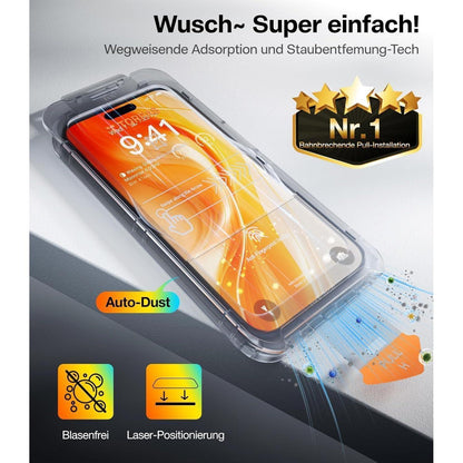 TORRAS iPhone 16 Pro Max Panzerglas Schutzfolie 9H Full