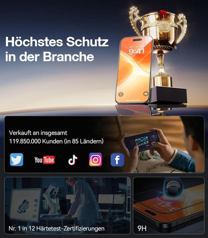 TORRAS iPhone 16 Plus Panzerglas Schutzfolie 9H+ 2 Stück
