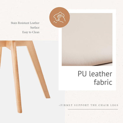 4er Set Esszimmerstühle Modern, Khaki, Buchenbeine