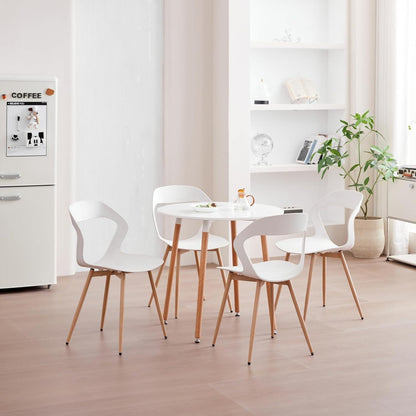 Nordischer Esszimmerstuhl Set 6er – Weiß + Holzoptik