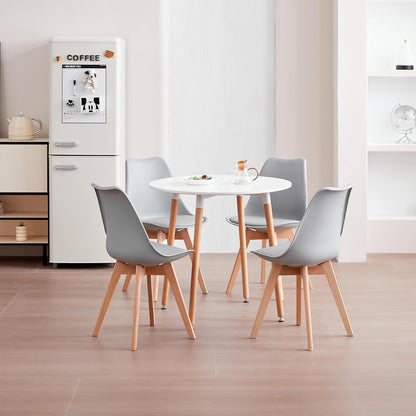 2er-Set Esszimmerstühle Grau – Nordischer Stil mit Buche Beinen