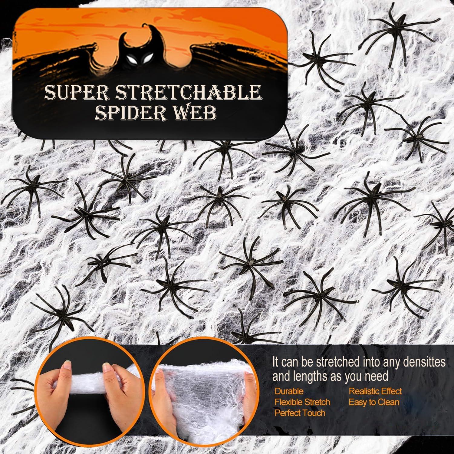 Halloween Spinnennetz Dekoration 160g mit 30 künstlichen Spinnen