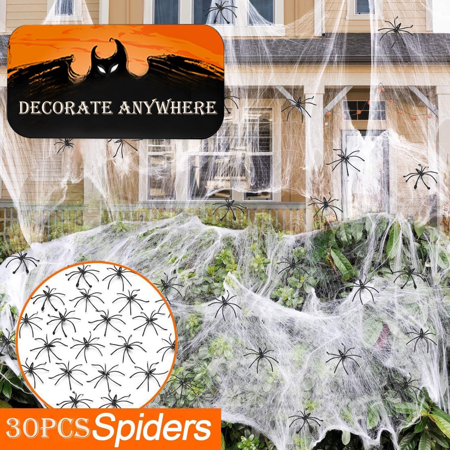 Halloween Spinnennetz Deko 160g Dehnbare Spinnennetz Dekoration mit Spinnen