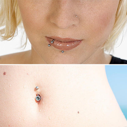 32stk Piercing Kugel Set 1,2mm Chirurgenstahl Silber
