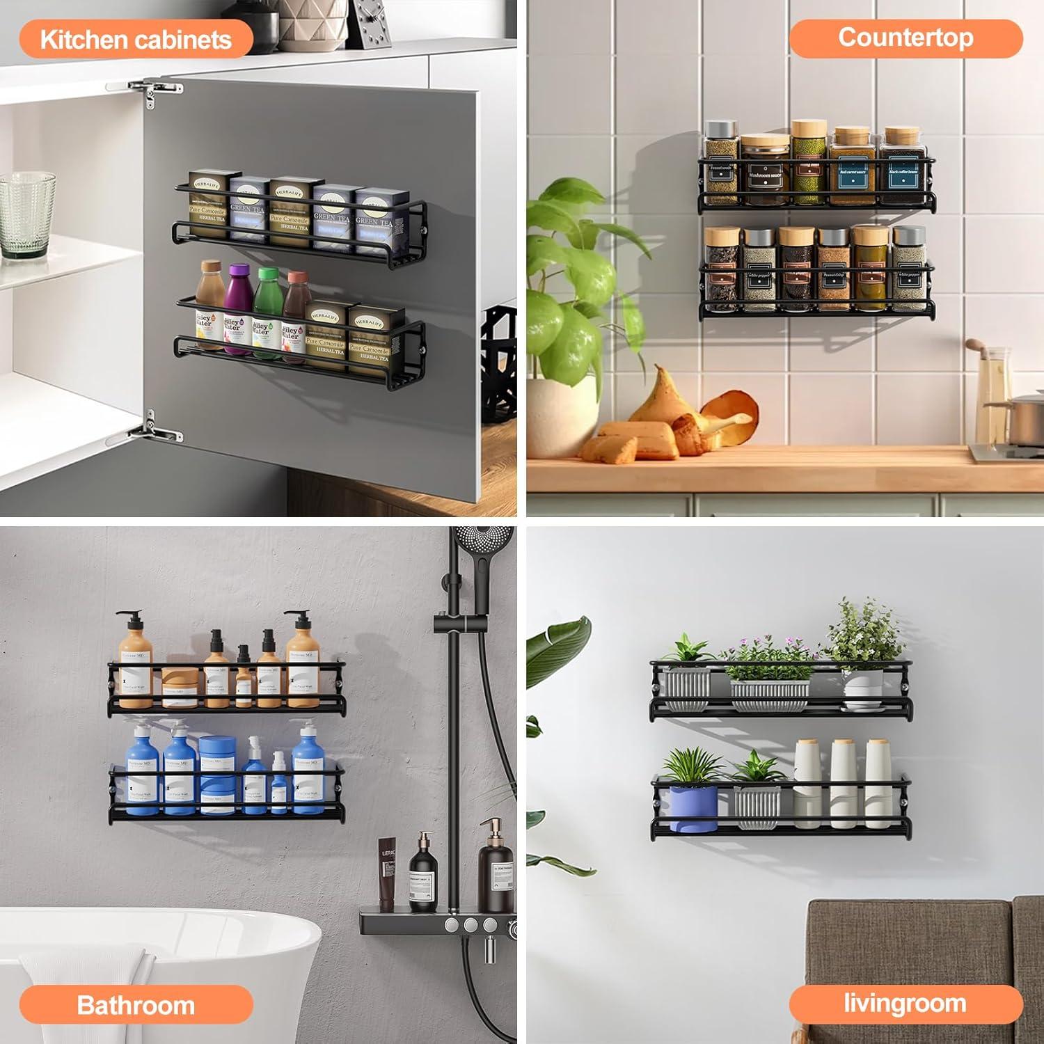 Gewürzregal Wand Set 2er Organizer Selbstklebend Schrauben Metall