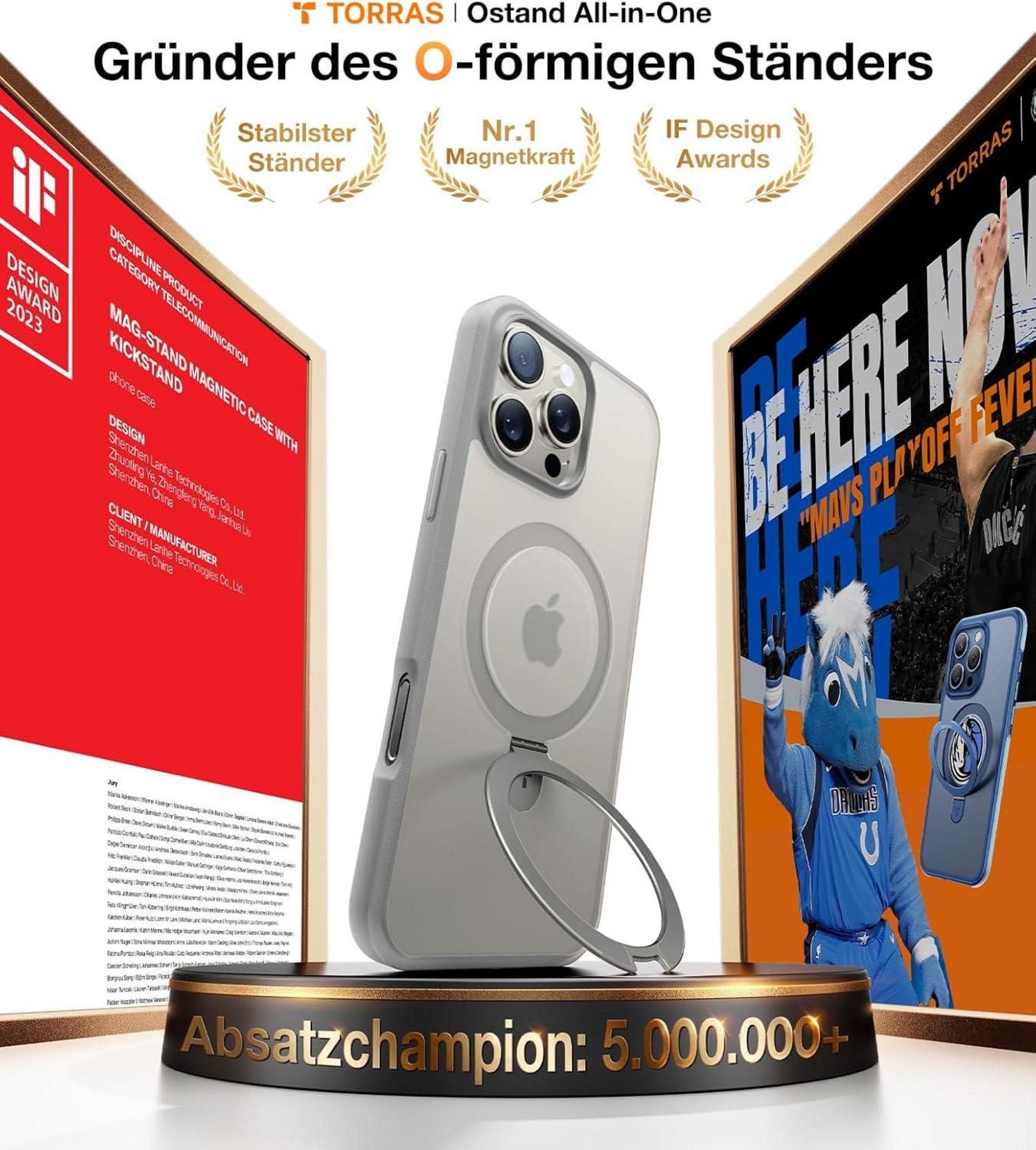 TORRAS Ostand iPhone 16 Pro Max Hülle MagSafe Grau