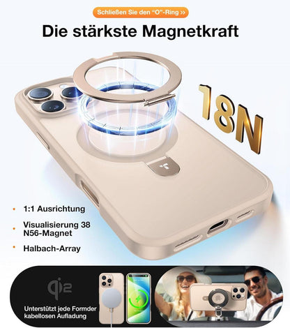 iPhone 16 Pro Max Hülle MagSafe Ostand Militärschutz Gold
