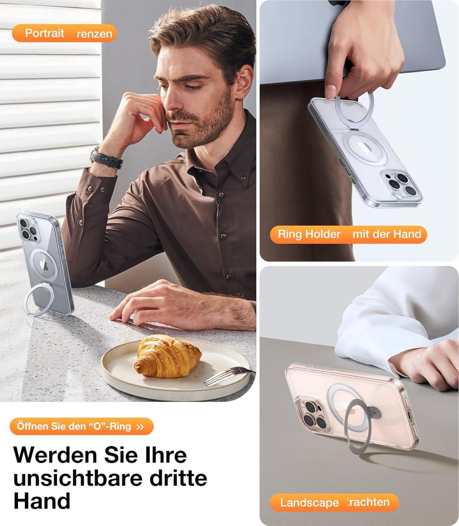 iPhone 16 Pro Hülle MagSafe Transparent Militärischer Schutz Standfunktion Magnetisch Ostand