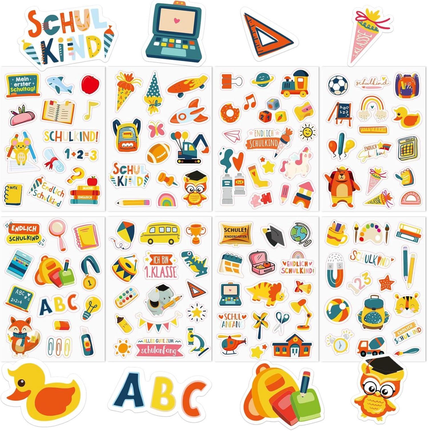 Aufkleber Einschulung Schultüte Geschenkidee DIY Basteln Papierset