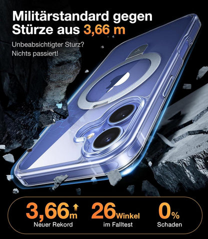 iPhone 16 Hülle MagSafe Transparent Case Ständer Magnet militärischer