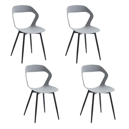 Nordischer Esszimmerstuhl Set 4er – Grau & Schwarz, Metallbeine