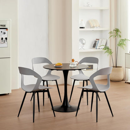 Nordischer Esszimmerstuhl Set 4er – Grau & Schwarz, Metallbeine