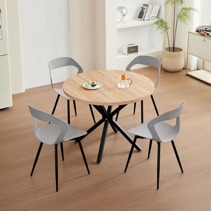 Nordischer Esszimmerstuhl Set 4er – Grau & Schwarz, Metallbeine