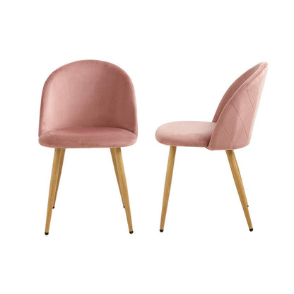 2 Esszimmerstühle Samt, Rosa mit verstellbaren Schutzpolstern