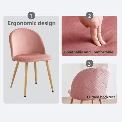 2 Esszimmerstühle Samt, Rosa mit verstellbaren Schutzpolstern