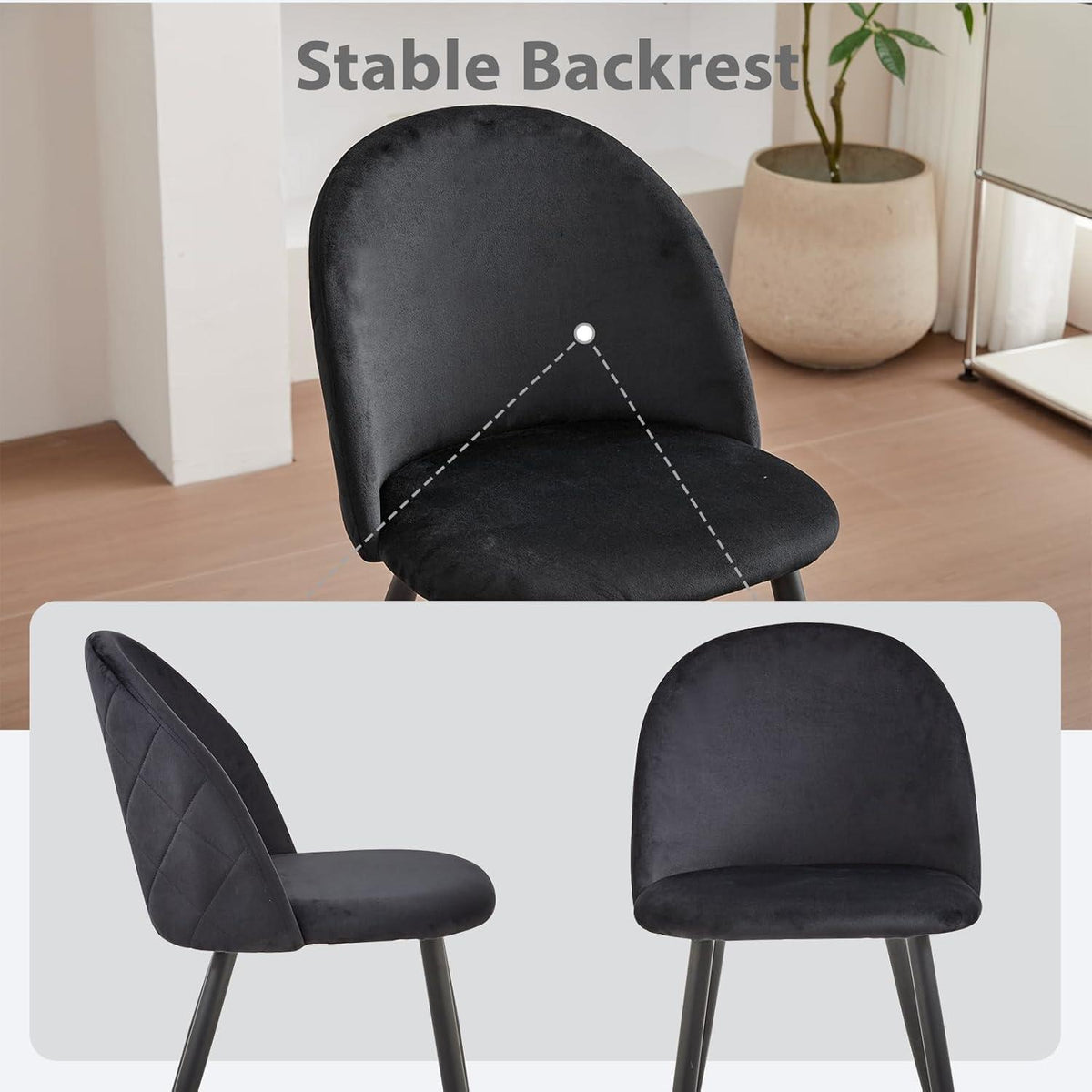 2er-Set Samt Esszimmerstühle mit Metallbeinen Schwarz