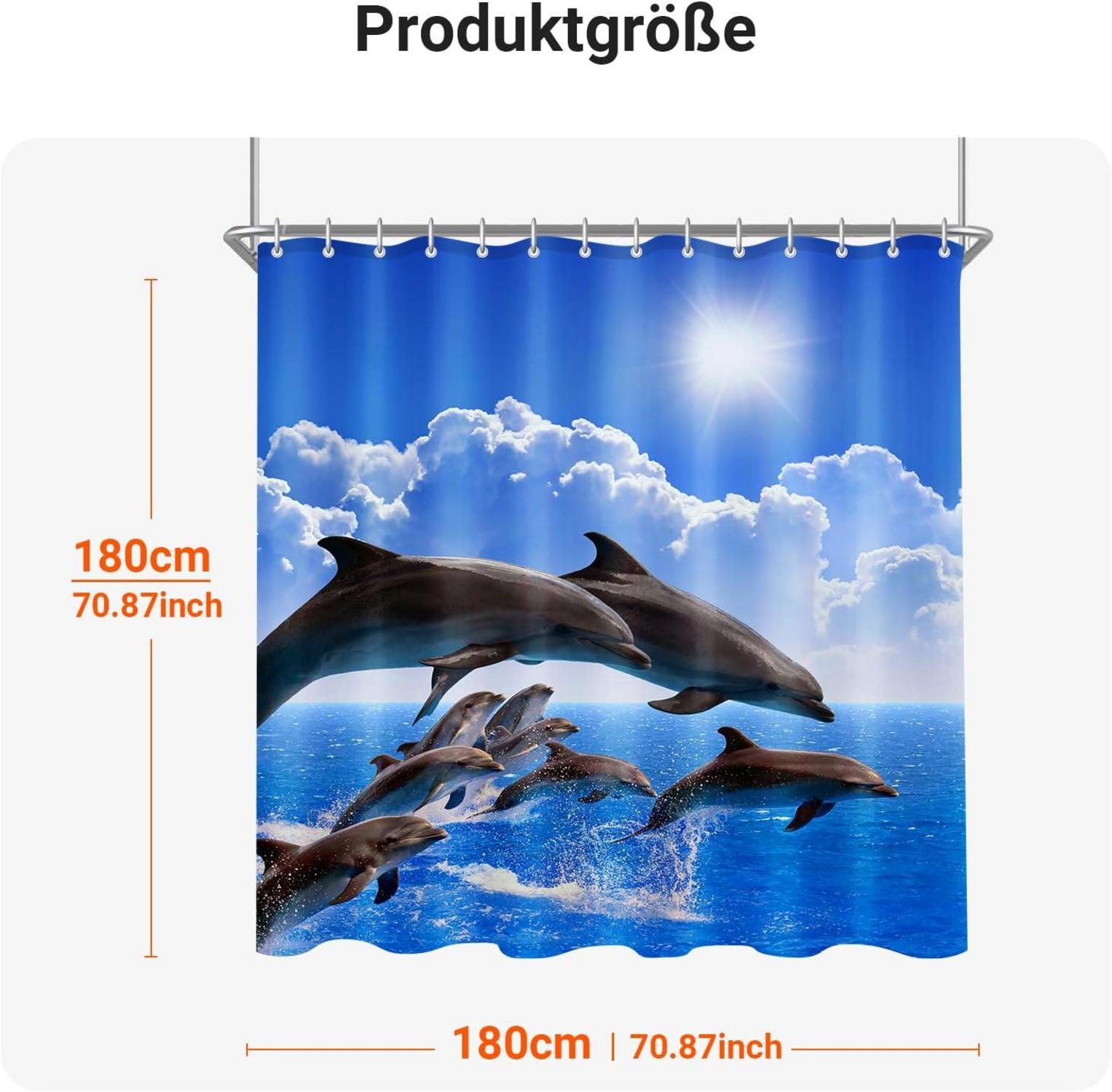 Duschvorhang Delphin 180x180 cm Antischimmel Wasserdicht Polyester
