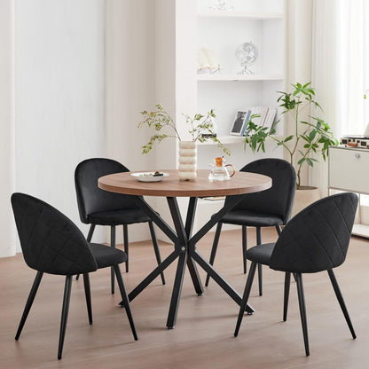 4er Set Samt Esszimmerstühle mit Metallbeinen Schwarz