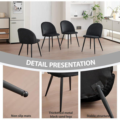 4er Set Samt Esszimmerstühle mit Metallbeinen Schwarz