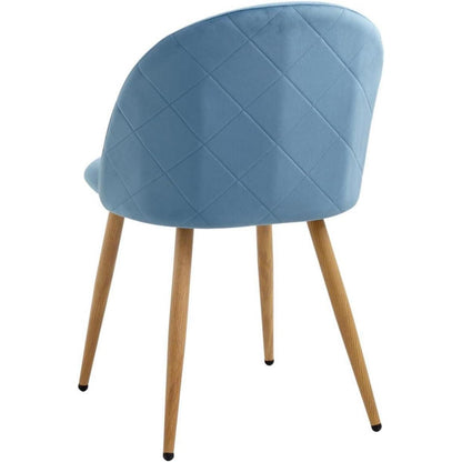 4er Set Samt Esszimmerstühle mit Metallbeinen – Blau