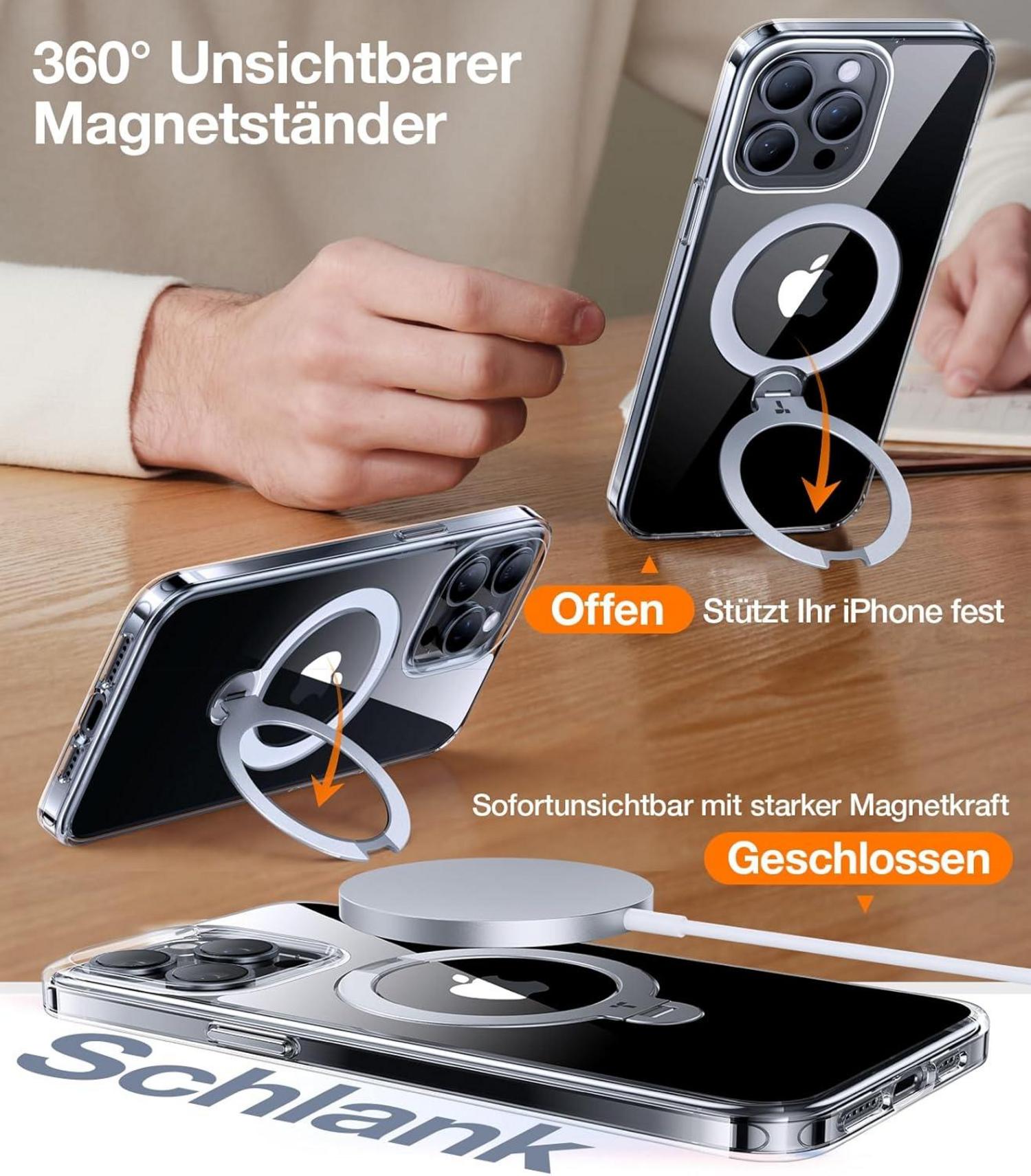 Militärschutz Hülle für iPhone 16 Pro mit 360° Spin Standring