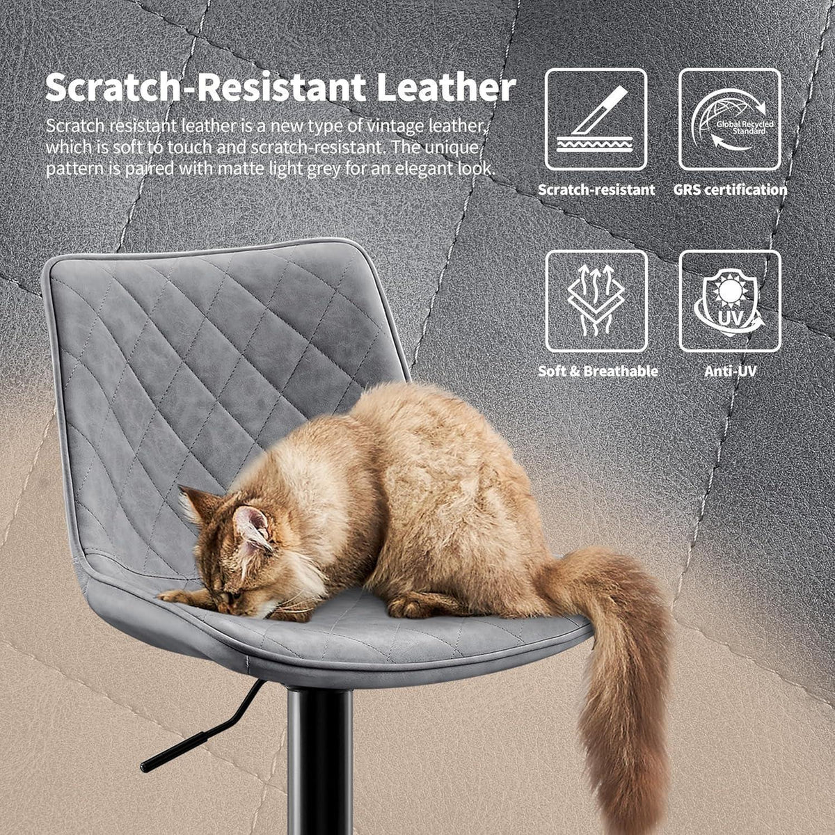 Verstellbarer Barhocker Set Grau – Bequemer Tresenstuhl mit Lehne
