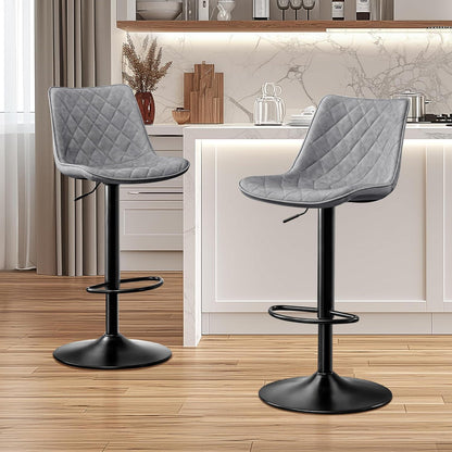 Verstellbarer Barhocker Set Grau – Bequemer Tresenstuhl mit Lehne