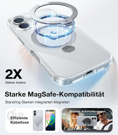 TORRAS iPhone 16 Hülle Magsafe Militärschutz Standring Anti-Vergilbung