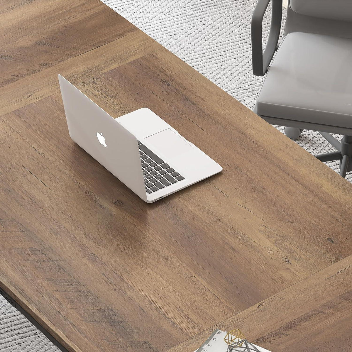 Großer Schreibtisch 180cm Schwarz Eiche MDF Modern Home Office