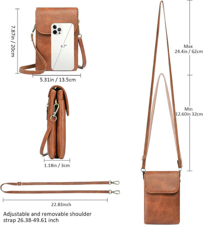 Damen Handtasche Umhängetasche Crossbody Bag RFID Blocking Retro-braun