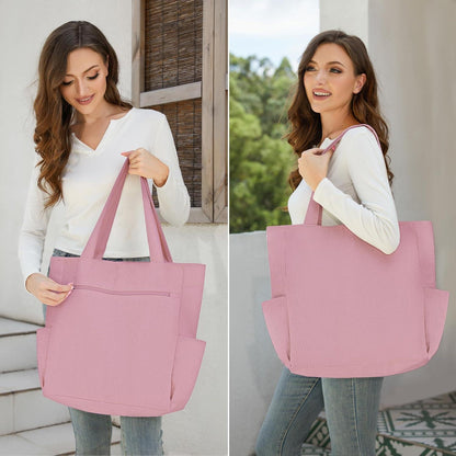 Rosa Cord Umhängetasche mit Reißverschluss und Taschen für Reisen Fitnessstudio